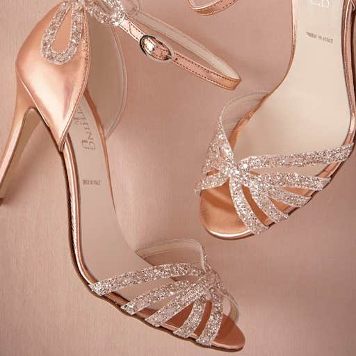 bhldn.com, BHLDN Rose Gold Glittered Heels