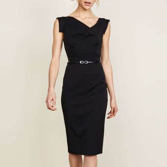 Black Halo Jackie O Belted Midi Dress