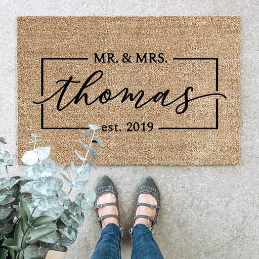 etsy.com, BlackButterflySigns Mr. & Mrs. Doormat