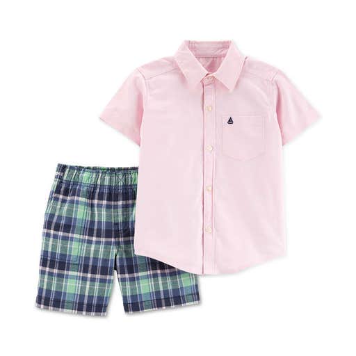 macys.com, Carters Toddler Boys 2-Pc. Cotton Shirt & Plaid Shorts Set
