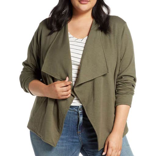 nordstrom.com, Caslon Drape Collar Knit Blazer