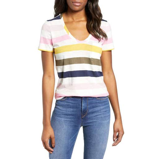 nordstrom.com, Caslon Rounded V-Neck Tee