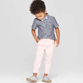 Cat & Jack Toddler Boys' 3pc Chambray Shirt, Bowtie, and Chino Set