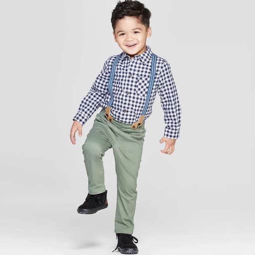 target.com, Cat & Jack Toddler Boys' 3pc Gingham Shirt and Chinos Suspenders Set