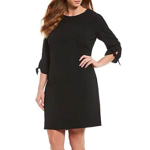 dillards.com, CeCe Plus Size Round Neck 3/4 Tie Sleeve Shift Dress