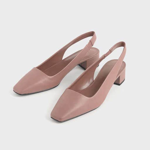 charleskeith.com, Charles & Keith Square Toe Block Heel Slingback Pumps