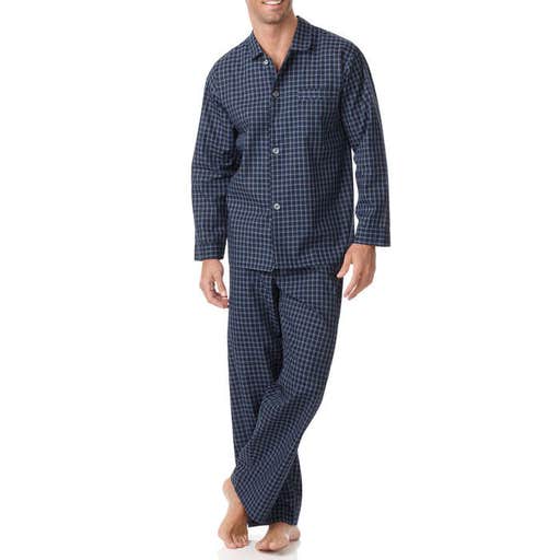macys.com, Club Room Navy Check Shirt and Pants Pajama Set