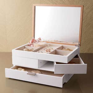 Crate & Barrel Selma White Jewelry Box
