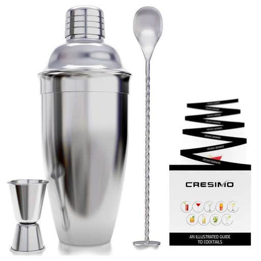 amazon.com, Cresimo 24-Ounce Stainless Steel Martini Cocktail Shaker and Jigger with Cocktail Recipes EBook