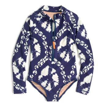 Crewcuts By J.Crew Audrey Tie Dye Rashguard Swimsuit