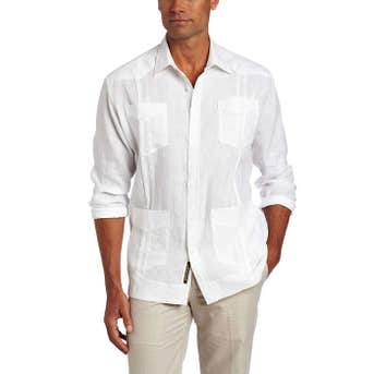 Cubavera Linen Long Sleeve Guayabera Shirt