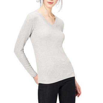 Daily Ritual Rib Knit Long-Sleeve V-Neck Shirt