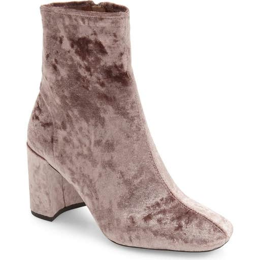 asos.com, Daisy Street Pink Crushed Velvet Point Heeled Ankle Boots