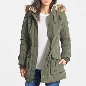 DKNY Faux Fur Trim Anorak