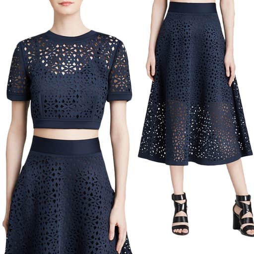 bloomingdales.com, DKNY Laser-Cut Full Midi Skirt and Crop Top