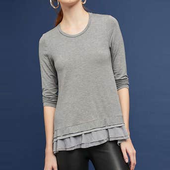 Dolan Left Coast Woven Ruffled-Hem Tee