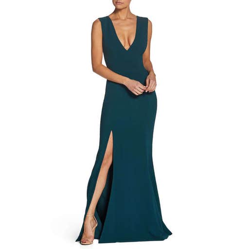 nordstrom.com, Dress the Population Sandra Plunge Crepe Trumpet Gown