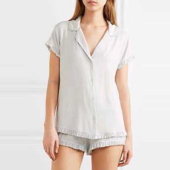 Eberjey Ruthie Ruffled Stretch-Modal Jersey Pajama Set