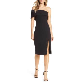 Eliza J Off the Shoulder Scuba Crepe Cocktail Dress