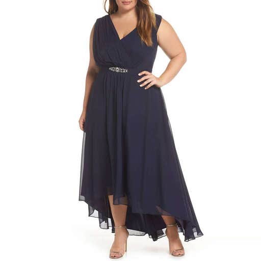 nordstrom.com, Eliza J Wrap Look High/Low Chiffon Dress