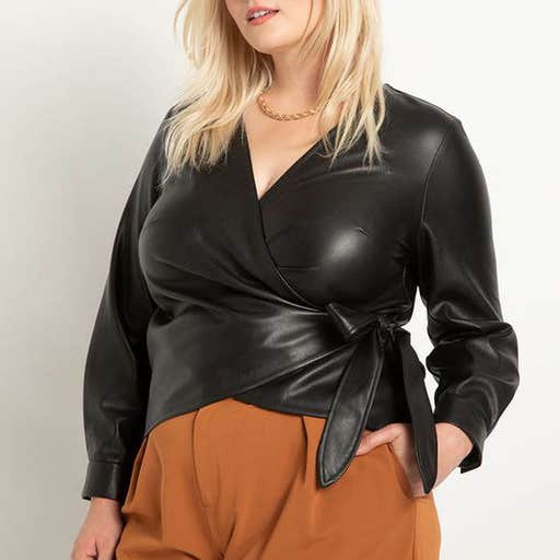eloquii.com, Eloquii Faux Leather Wrap Top