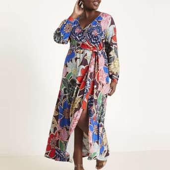 Eloquii Printed Wrap Maxi Dress