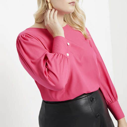 eloquii.com, Eloquii Puff Sleeve Top With Pearl Details