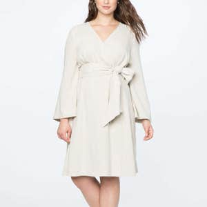 Eloquii Tie Waist Flare Sleeve Dress
