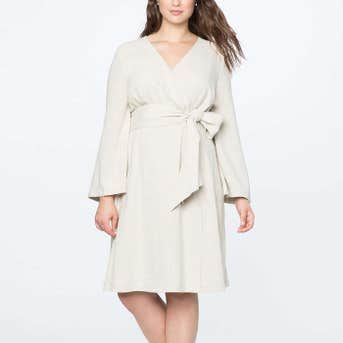 Eloquii Tie Waist Flare Sleeve Dress
