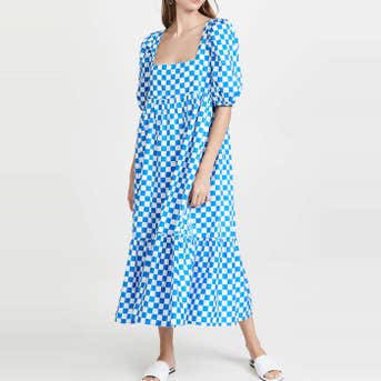En Saison Check Print Midi Dress