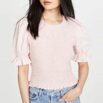 English Factory Smocked Puff Sleeve Top
