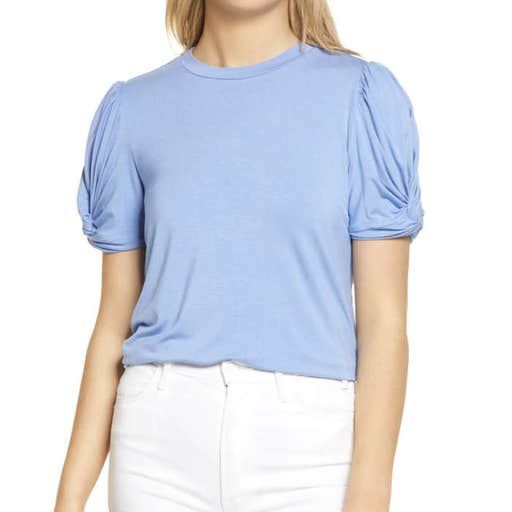nordstrom.com, English Factory Twisted Sleeve Stretch Knit Top