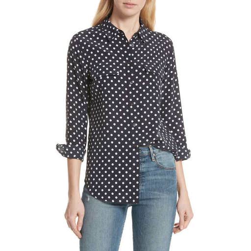 nordstrom.com, Equipment Slim Signature Polka Dot Silk Shirt
