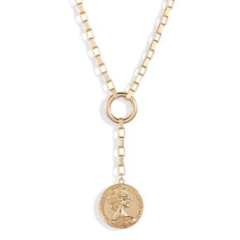 Ettika Large Coin Lariat Necklace