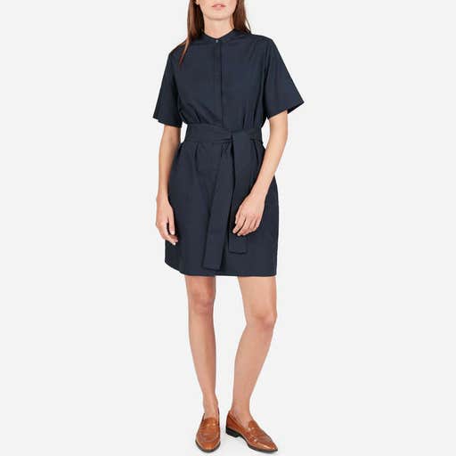 everlane.com, Everlane The Cotton Collarless Belted Shirtdress