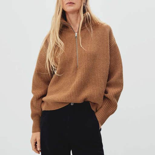 everlane.com, Everlane The Felted Merino Half-Zip Sweater