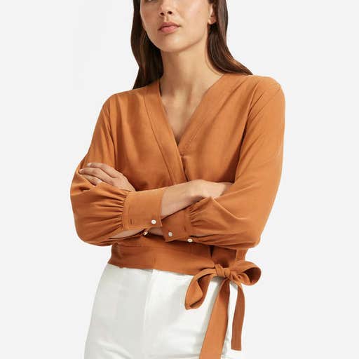 everlane.com, Everlane The Washable Silk Wrap Top