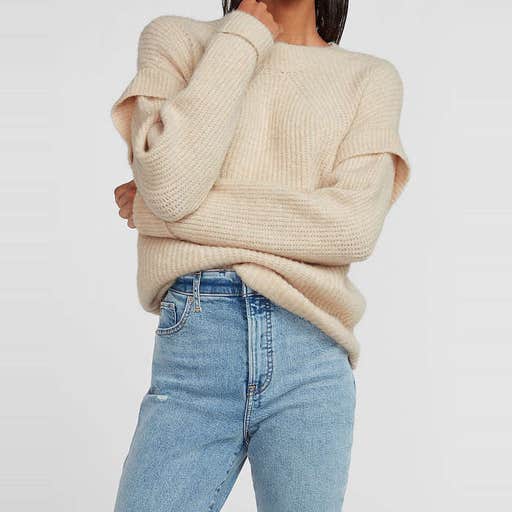 express.com, Express Cozy Capped Sleeve Crew Neck Sweater