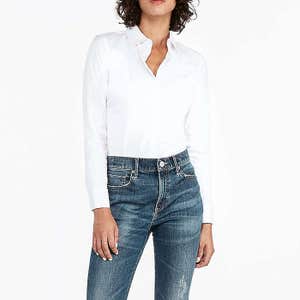 Express Fitted Long Sleeve Essential Shirt Bodysuit