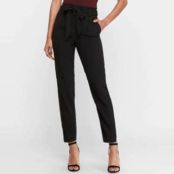 Express High Waisted Sash Waist Ankle Pant
