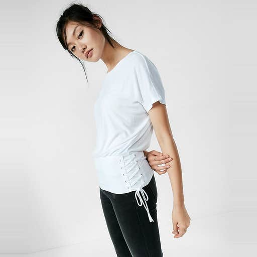 express.com, Express Lace-Up Corset Dolman Tee