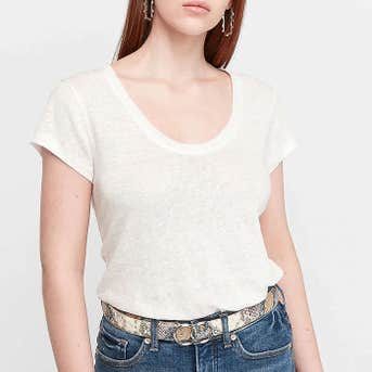Express Scoop Neck Linen Tee