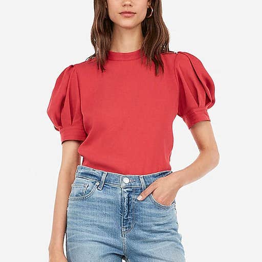express.com, Express Short Sleeve Puff Shoulder Blouse