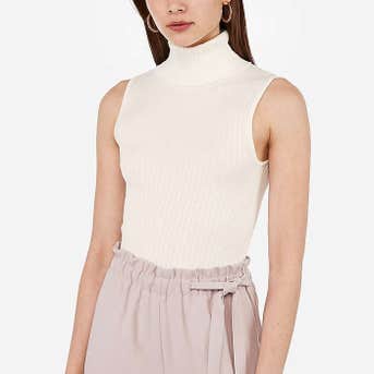 Express Sleeveless Ribbed Turtleneck Sweater