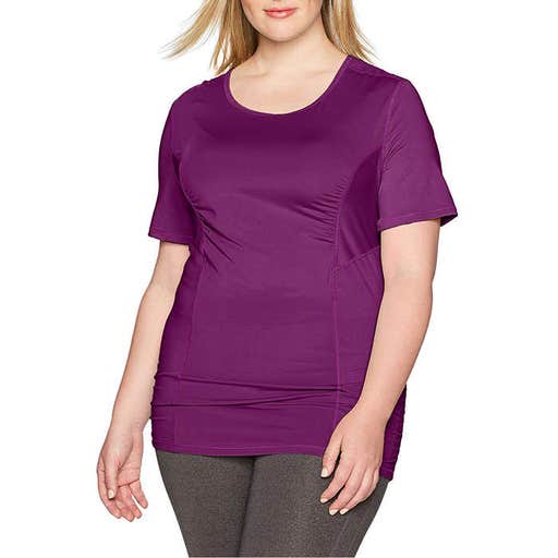 amazon.com, Fit for Me By Fruit of the Loom Breathable Shirred Performance Mesh T-Shirt