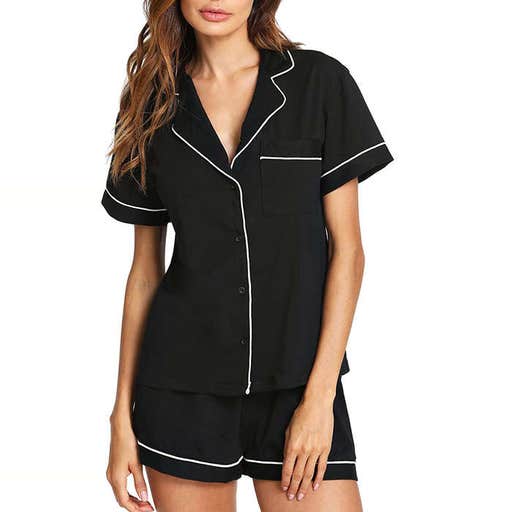 amazon.com, Floerns Notch Collar Short Sleeve Sleepwear Two Piece Pajama Set