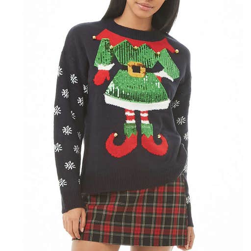 forever21.com, Forever 21 Sequin Elf & Snowflake Sweater