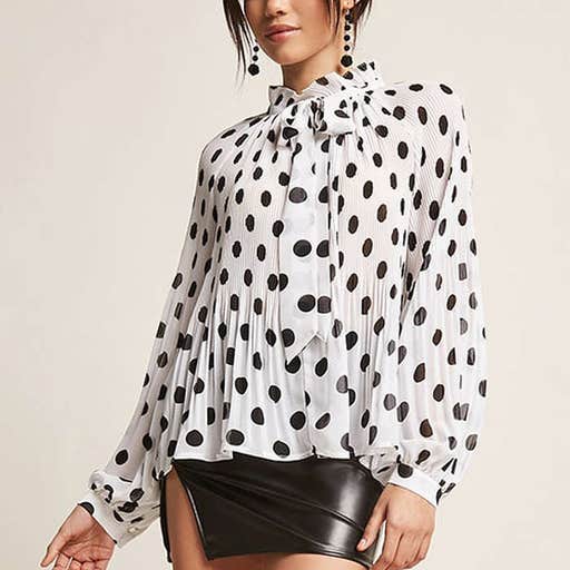 forever21.com, Forever 21 Sheer Pleated Polka Dot Top