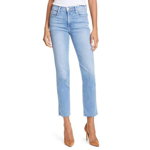 nordstrom.com, Frame Le Sylvie High Waist Raw Hem Straight Leg Jeans
