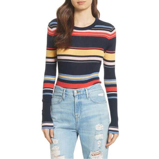 nordstrom.com, FRAME Stripe Crewneck Merino Wool Blend Sweater